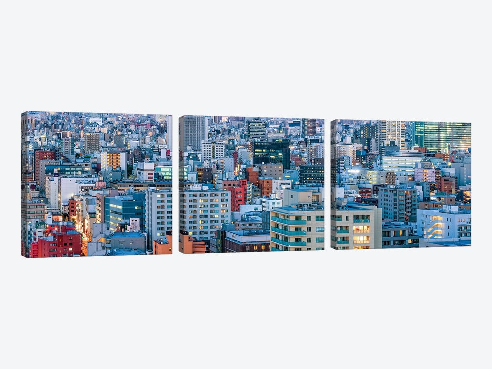 Urban Cityscape Panorama, Tokyo, Japan by Jan Becke 3-piece Canvas Wall Art