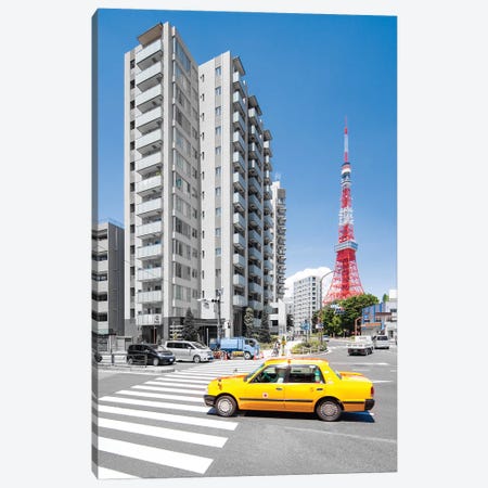 Tokyo Taxi And Tokyo Tower, Minato, Tokyo, Japan Canvas Print #JNB1527} by Jan Becke Canvas Artwork