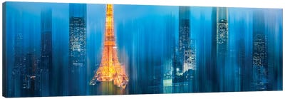 Tokyo Skyline And Tokyo Tower Abstract Canvas Art Print - Tokyo Tower