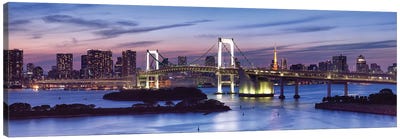 Rainbow Bridge And Tokyo Tower At Night Canvas Art Print - Tokyo Art