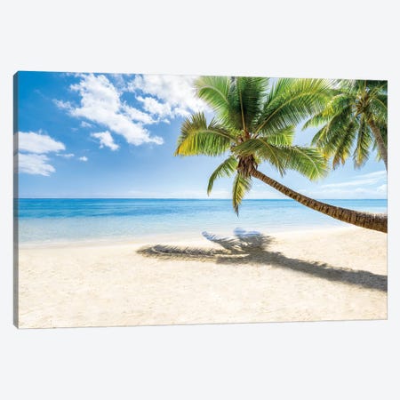 Lonely Palm Tree At The Beach Canvas Print #JNB153} by Jan Becke Canvas Art Print