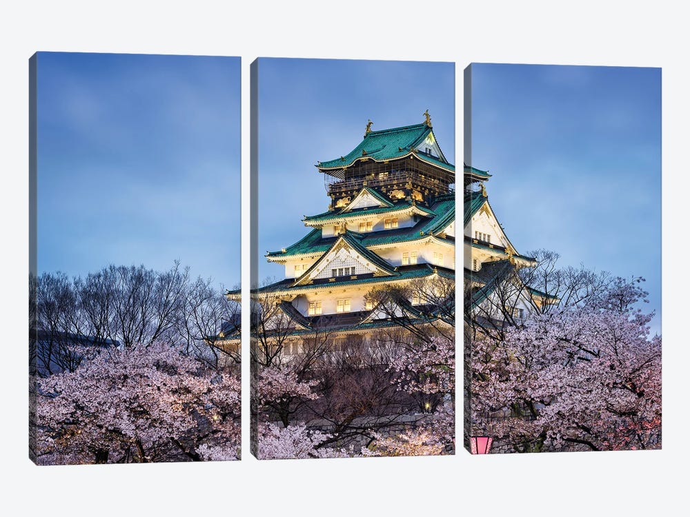 Osaka Castle In Spring by Jan Becke 3-piece Canvas Art Print