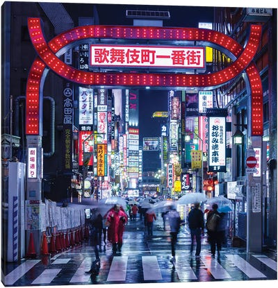 Nightlife At The Kabukicho District In Tokyo, Japan Canvas Art Print - Signs