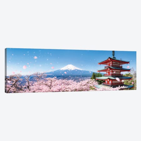 Chureito Pagoda And Mount Fuji During Cherry Blossom Season Canvas Print #JNB1549} by Jan Becke Art Print