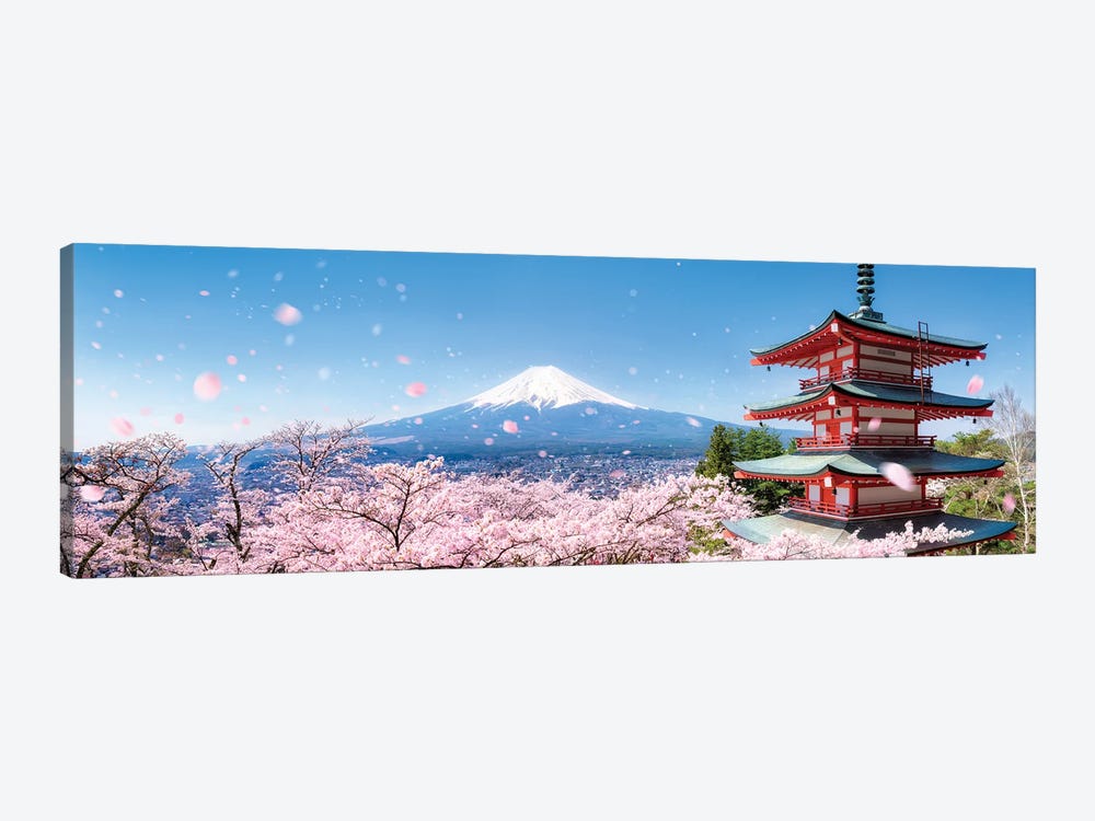 Chureito Pagoda And Mount Fuji During Cherry Blossom Season by Jan Becke 1-piece Canvas Art Print