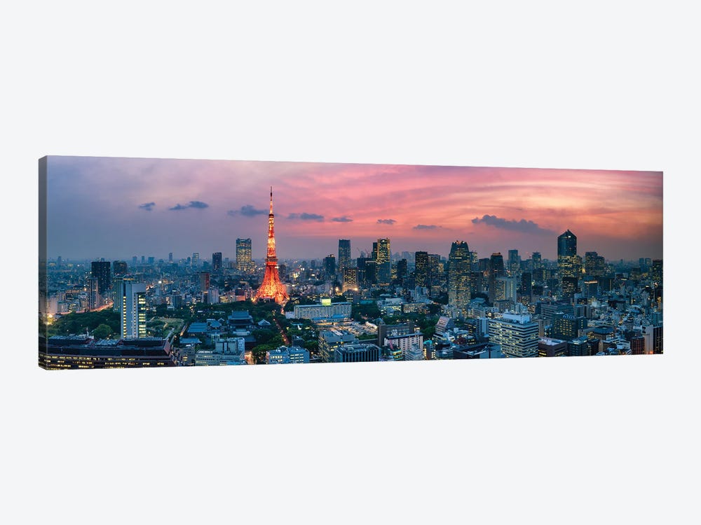 Tokyo Skyline Panorama With View Of Tokyo Tower by Jan Becke 1-piece Canvas Wall Art