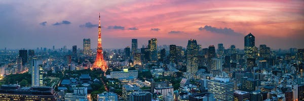 Tokyo: Tokyo Skyline Panorama With View Of Tokyo Tower by Jan Becke