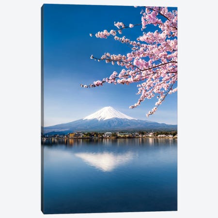 Cherry Blossom And Mount Fuji At Lake Kawaguchiko, Japan Canvas Print #JNB1562} by Jan Becke Canvas Art Print