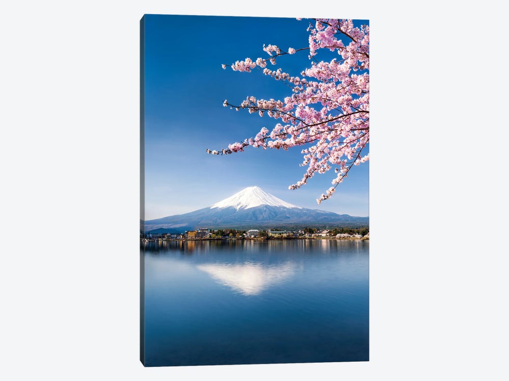 Cherry Blossom And Mount Fuji At Lake Kawaguchiko, Japan by Jan Becke 1-piece Canvas Artwork
