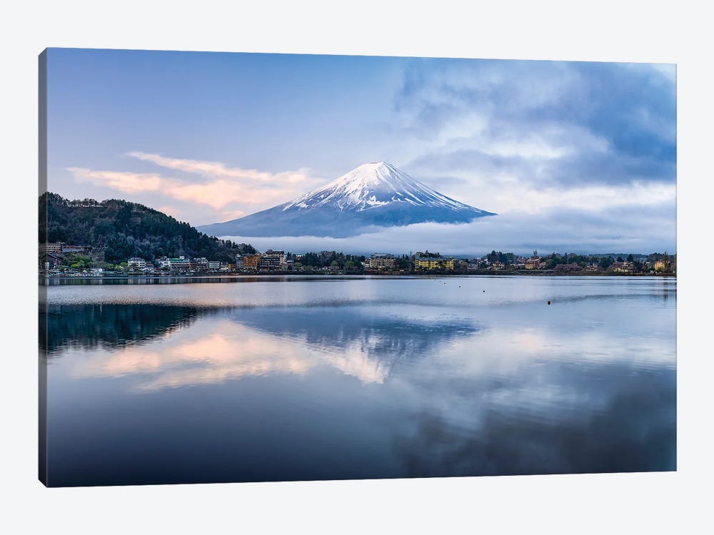 Mount Fuji At Sunrise, Lake Kawaguchiko, Japan by Jan Becke 1-piece Canvas Print