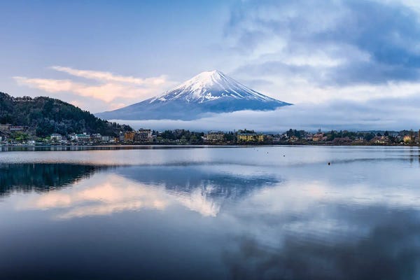 Japan: Mount Fuji At Sunrise, Lake Kawaguchiko, Japan by Jan Becke