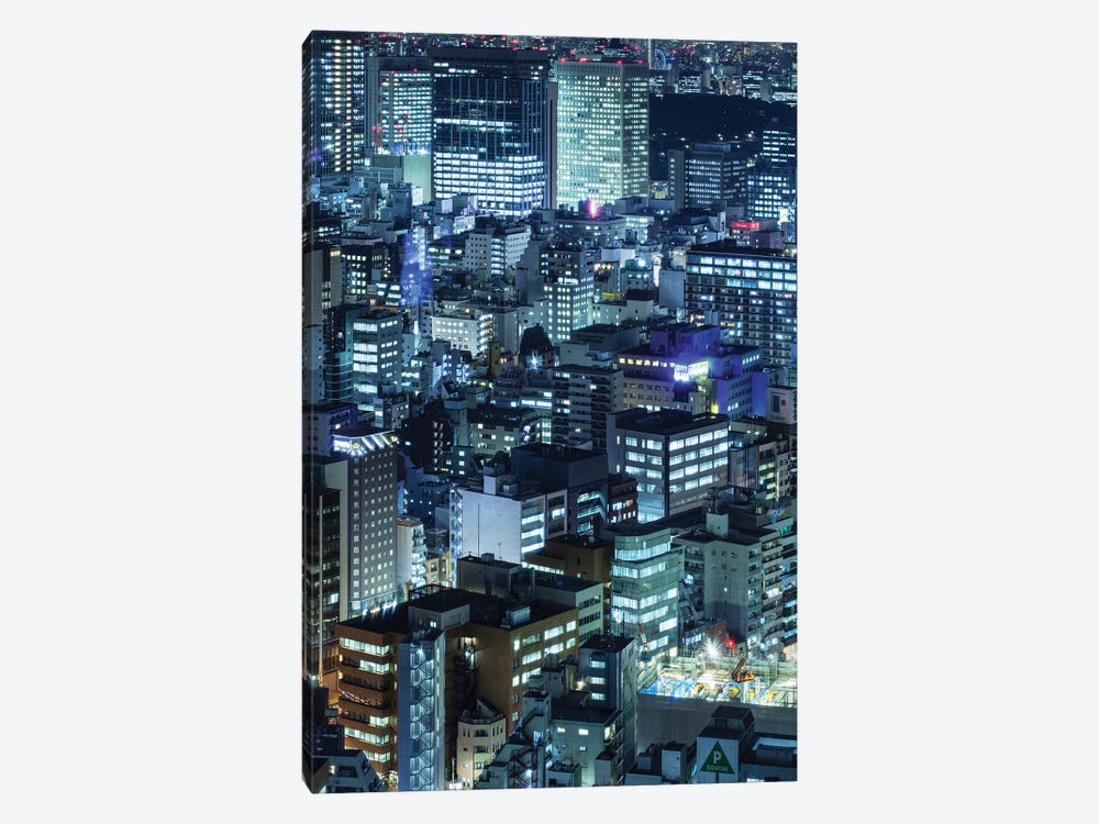 Modern Skyscraper Buildings In Tokyo At Night by Jan Becke 1-piece Canvas Artwork