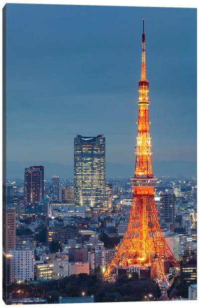 Tokyo Tower And Mori Tower At Night Canvas Art Print - Tokyo Tower