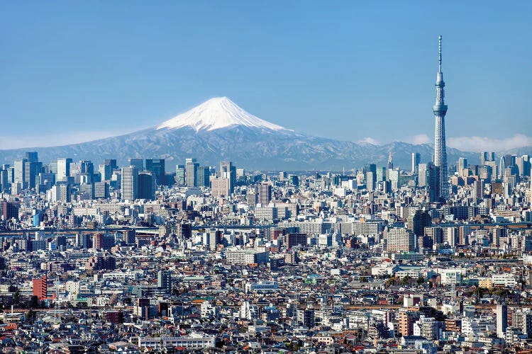 Tokyo Skyline With Mount Fuji And Tokyo Skytree