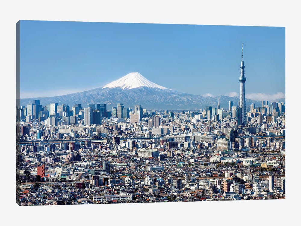 Tokyo Skyline With Mount Fuji And Tokyo Skytree by Jan Becke 1-piece Canvas Wall Art