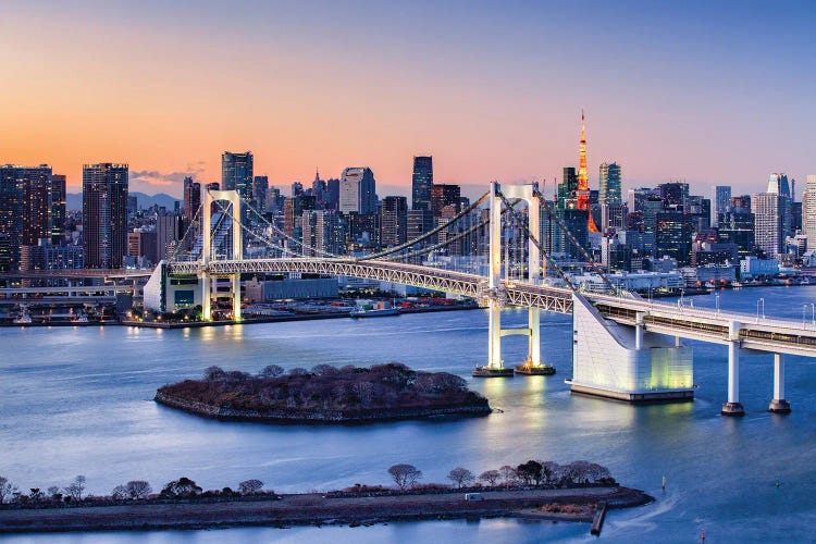 Rainbow Bridge In Odaiba, Tokyo, Japan