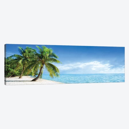 Tropical Beach Panorama With Palm Trees Canvas Print #JNB159} by Jan Becke Canvas Art Print
