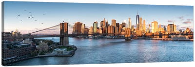 Brookyln Bridge And Manhattan Skyline Canvas Art Print - Bridge Art