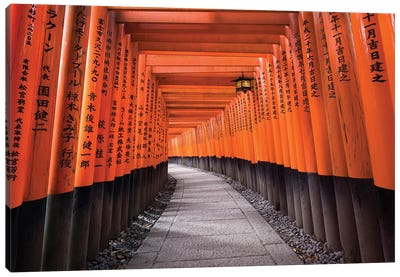 Red Torii Gates At The Fushimi Inari Taisha Shrine In Kyoto Canvas Art Print - Holy & Sacred Sites