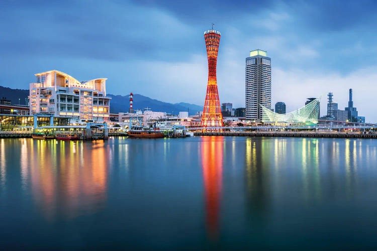 Kobe Skyline With Kobe Port Tower At Night