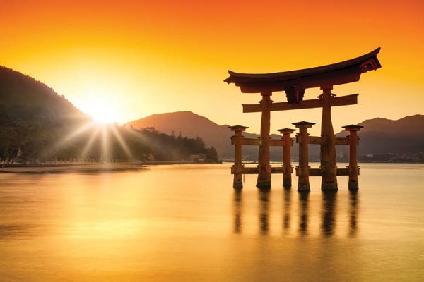 Asia: Torii Gate At Sunset, Miyajima Island, Japan by Jan Becke