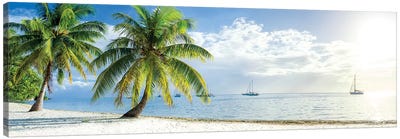 Beach Panorama In The South Sea On Bora Bora Canvas Art Print - Oceania Art