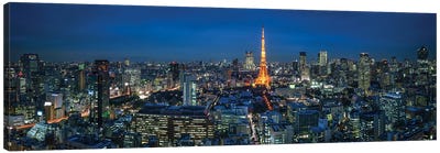 Tokyo Skyline Panorama At Night Canvas Art Print - Jan Becke