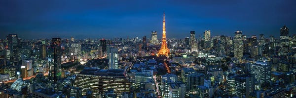 Japan: Tokyo Skyline Panorama At Night by Jan Becke