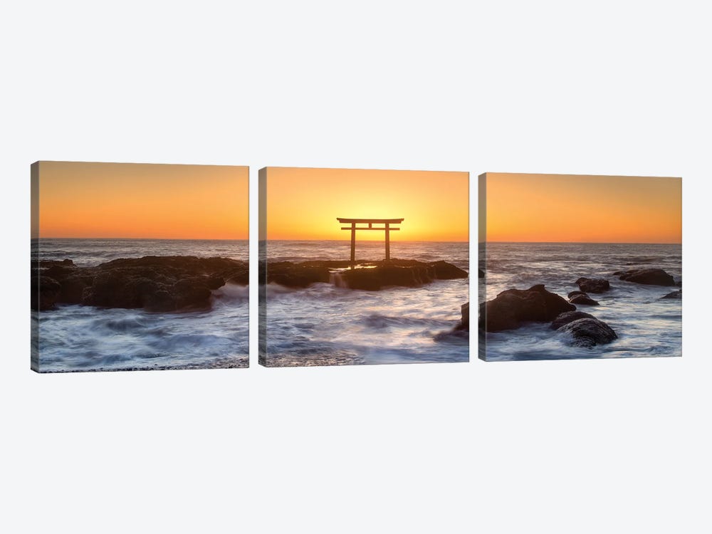 Sunrise At The Oarai Isosaki Shrine, Ibaraki Prefecture, Japan by Jan Becke 3-piece Canvas Art