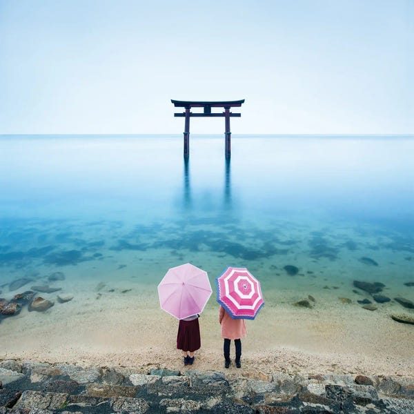 Japan: Torii Gate At Lake Biwa, Japan by Jan Becke