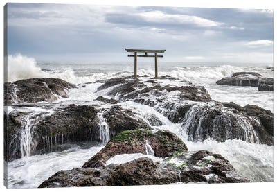 Torii Gate At The Coast Of Oarai, Ibaraki Prefecture, Japan Canvas Art Print
