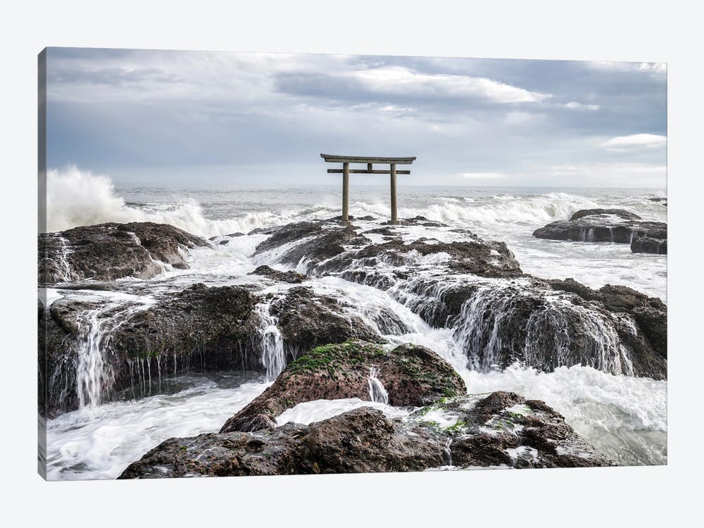 Torii Gate At The Coast Of Oarai, Ibaraki Prefecture, Japan by Jan Becke 1-piece Art Print