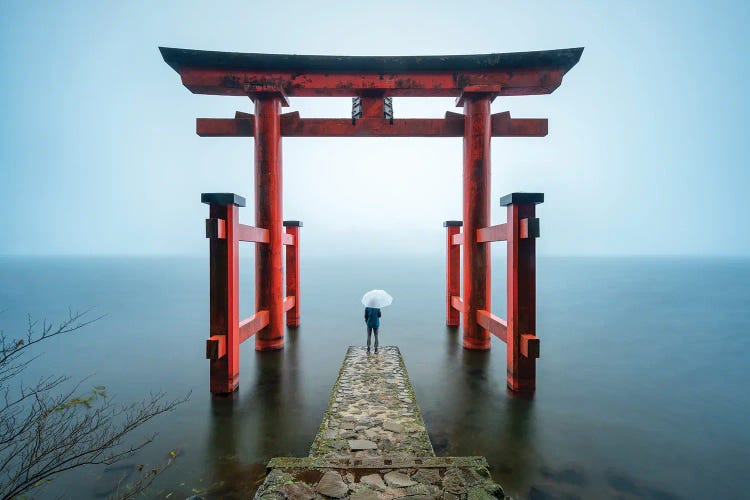 Torii Gate Of The Hakone Shrine At Lake Ashi