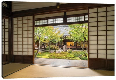 Traditional Japanese Tatami Room At The Kennin-Ji Temple, Gion, Kyoto Canvas Art Print - Kyoto