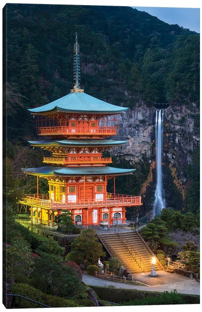 Three-Story Pagoda And Nachi Falls At Kumano Nachi-Taisha, Wakayama Prefecture, Japan Canvas Art Print - Pagodas