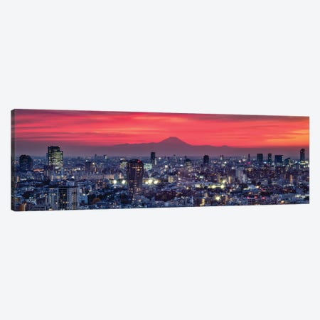 Tokyo Skyline Panorama At Sunset With View Of Mount Fuji Canvas Print #JNB1635} by Jan Becke Canvas Wall Art