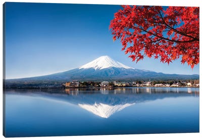Mount Fuji At Lake Kawaguchiko In Autumn, Yamanashi Prefecture, Japan Canvas Art Print - Jan Becke