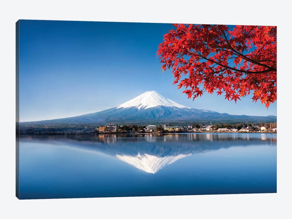 Mount Fuji At Lake Kawaguchiko In Autumn, Yamanashi Prefecture, Japan by Jan Becke 1-piece Canvas Wall Art