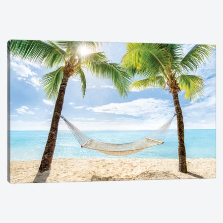 Relaxing Summer Vacation In A Hammock Canvas Print #JNB163} by Jan Becke Canvas Art