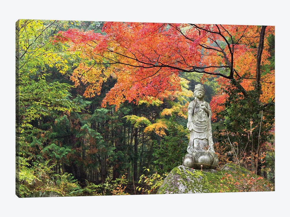 Buddhist Stone Statue At Shosenkyo Gorge National Park, Kofu City, Yamanashi Prefecture, Japan by Jan Becke 1-piece Canvas Wall Art