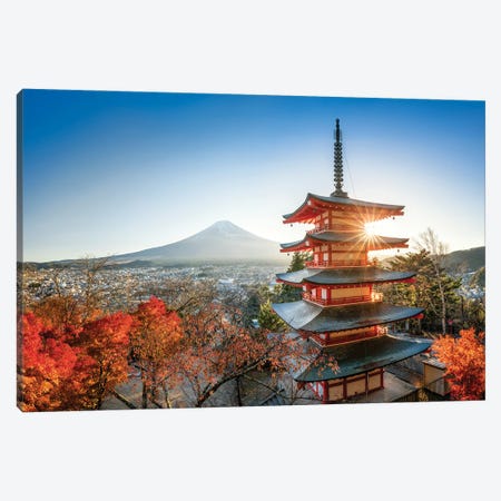 Chureito Pagoda With Mount Fuji In Autumn Season Canvas Print #JNB1644} by Jan Becke Canvas Print