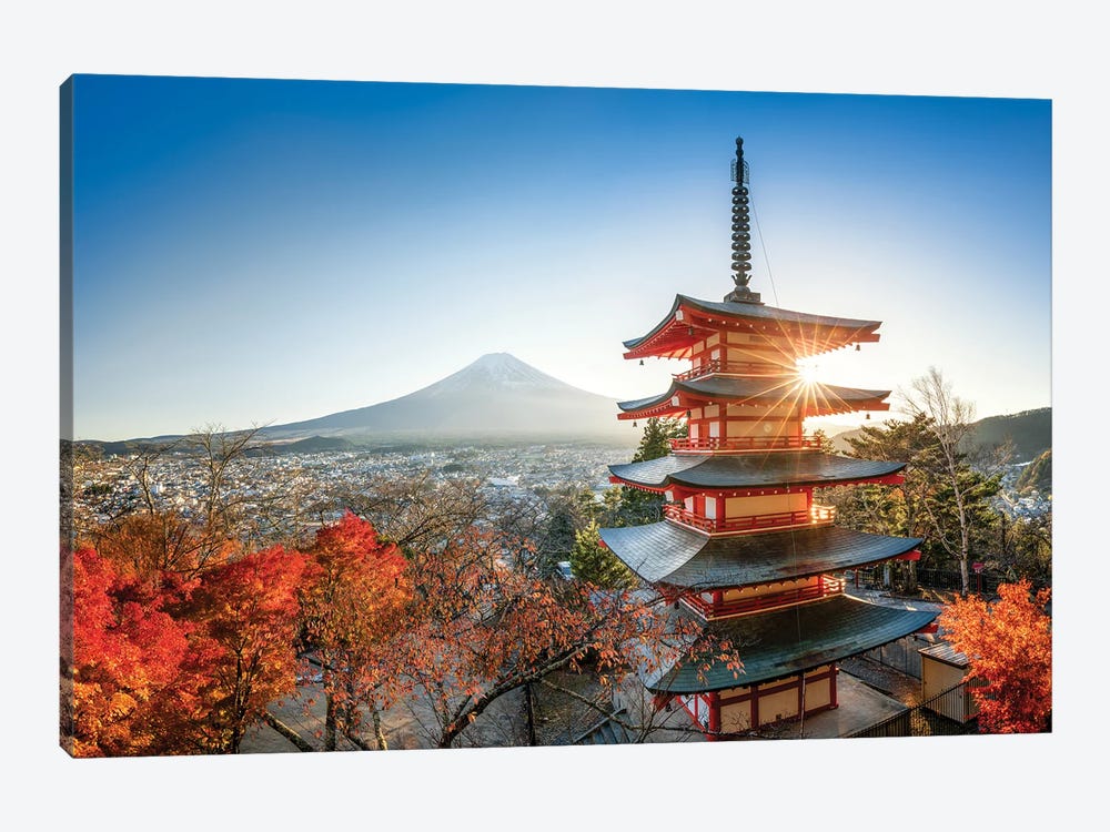 Chureito Pagoda With Mount Fuji In Autumn Season by Jan Becke 1-piece Canvas Artwork