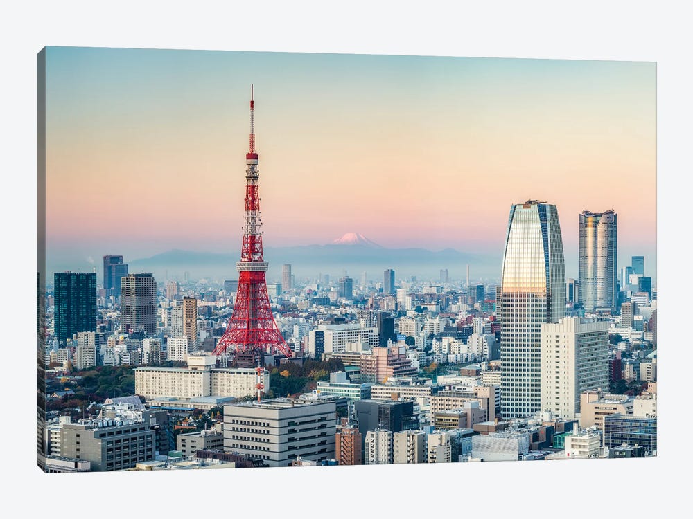 Tokyo Tower And Mount Fuji At Sunrise by Jan Becke 1-piece Canvas Artwork