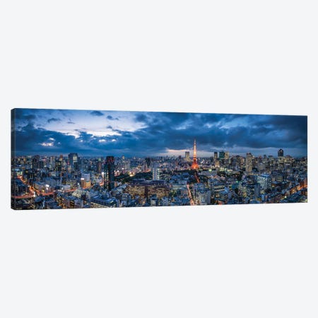 Tokyo Skyline Panorama At Dusk With View Of Tokyo Tower Canvas Print #JNB1650} by Jan Becke Art Print