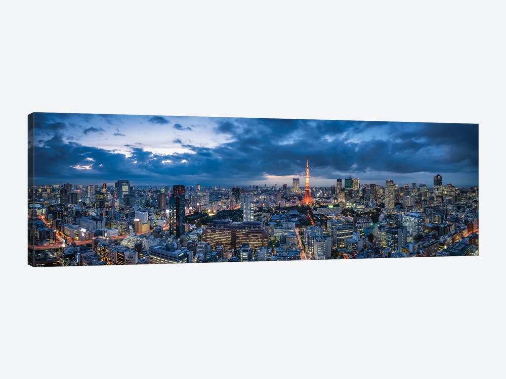 Tokyo Skyline Panorama At Dusk With View Of Tokyo Tower by Jan Becke 1-piece Canvas Art Print