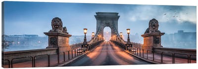 Széchenyi Chain Bridge Panorama In Budapest, Hungary Canvas Art Print - Budapest Art