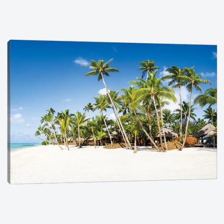 White Sand Beach With Palm Trees Canvas Print #JNB1661} by Jan Becke Canvas Wall Art