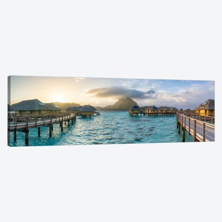 Overwater Bungalows And Blue Lagoon In Bora Bora, French Polynesia Canvas Print #JNB1662} by Jan Becke Canvas Wall Art