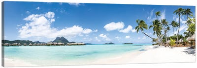 Tropical Beach Panorama On Bora Bora, French Polynesia Canvas Art Print - Oceania