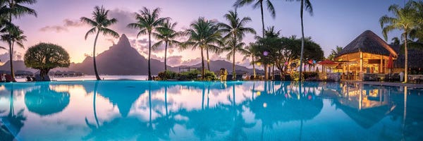 Tropical Beaches: Sunset View Of Mount Otemanu On Bora Bora, French Polynesia by Jan Becke
